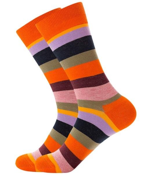 Calcetines rayas coloridas naranja