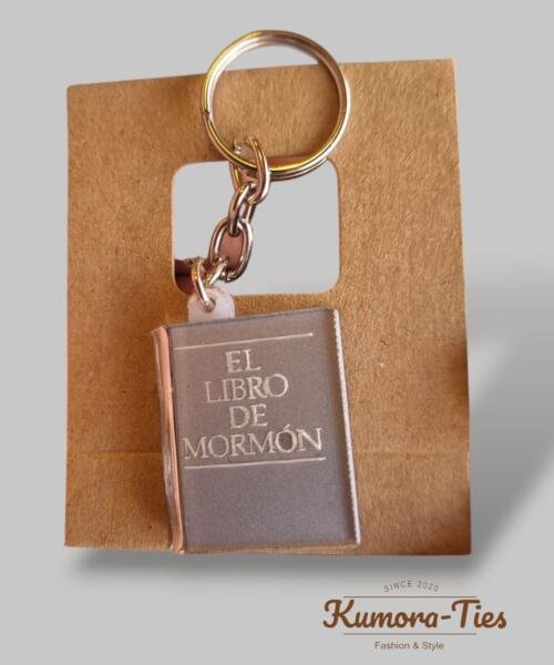 Llavero libro de Mormón gris