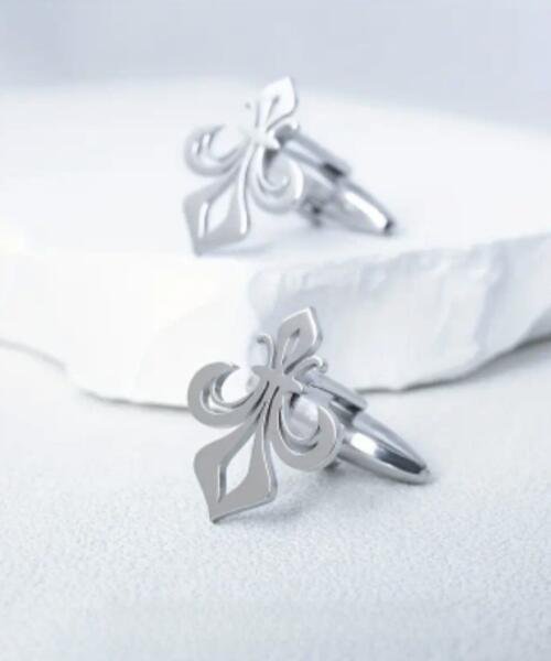 Mancuernas flor de loto plateadas