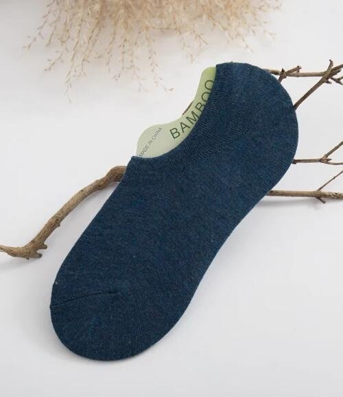 Calcetin corto color azul fibra de bambú
