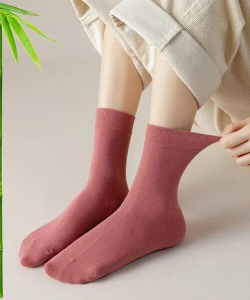 Calcetin fibra de bambú color rosa