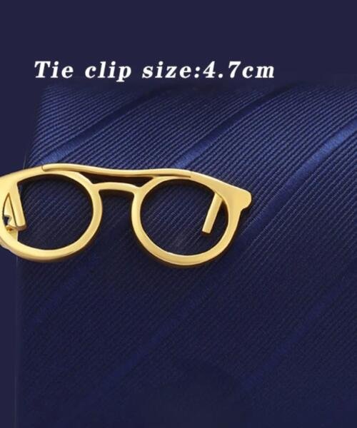 Tie clip lentes redondos dorados