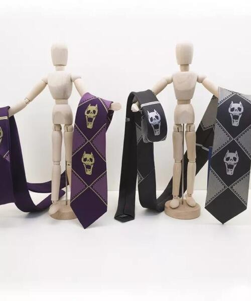 Corbata de anime negra con gris 7cm