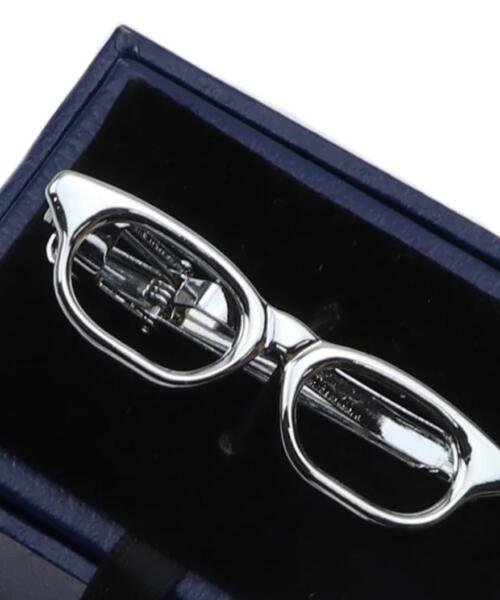 Tie clip lentes ovalados plateados KTS0924