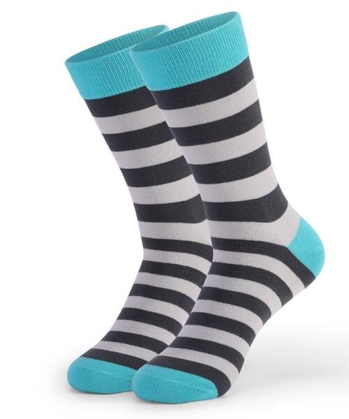 Calcetines Rayados Celestes con Gris