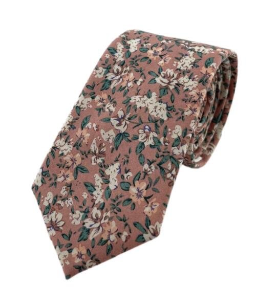 Corbata floral palo rosa