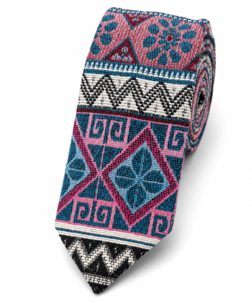 Corbata Típica Rosada/Gris